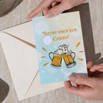 Мъжка картичка с бирени чаши и опция за име