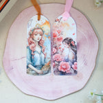 Книгоразделители с розови цветя и момичета