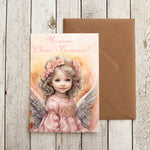 Картичка за кръщене върху плик от крафт хартия