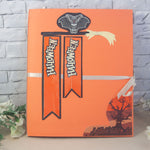 Мини албум за снимки на тема Хелоуин в оранжево с прилеп и панделка