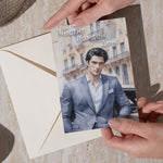 Подаръчна картичка с илюстрация на мъж в костюм