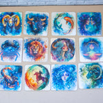 Комплект от 12 подложки за чаши със зодиите - артистичен дизайн