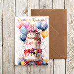 Картичка с торта и крафт плик