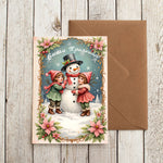 Картичка “Весели празници” върху плик от крафт хартия - коледен стил.