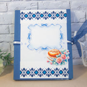 Мини албум с българска шевица в синьо – корица с народни мотиви