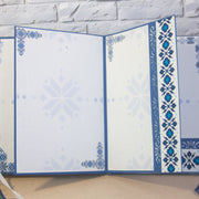 Вътрешни страници на мини албум с шевица в синьо