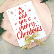 3D коледна картичка с релефен надпис We Wish You a Merry Christmas