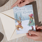 Коледна картичка с детски зимен мотив - снимка в близък план