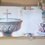 Ръчно изработена картичка за кръщене с цветна декорация