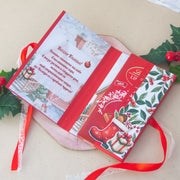 Детайлен изглед на коледната картичка за шоколад с елха