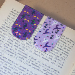 Комплект от два магнитни книгоразделителя с лилав дизайн и весели духчета
