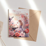 Картичка Честит рожден ден с момиче и цветя