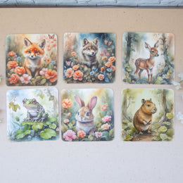 Комплект подложки за чаши с горски животни - 6 броя