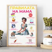 Декоративен плакат Правилата на мама в рамка