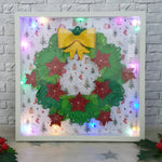 Коледен 3D венец с LED светлина в квадратна рамка 30×30 см