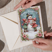 Ретро коледна картичка с празнична илюстрация